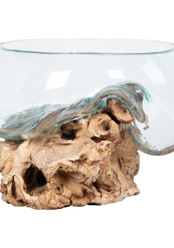 HOUSE NORDIC San Marino Vanddrbe skulptur - glas og natur teaktr (H:20)