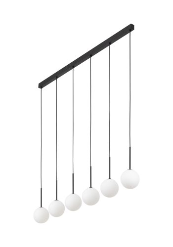 TK Martin loftlampe, m. 6 skrme - hvid glas og sort metal