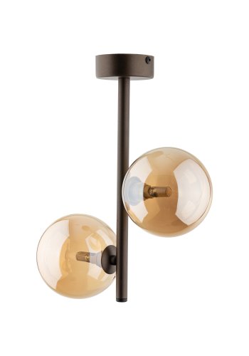 TK Ester loftlampe, m. 2 skrme - bronze glas og brun metal