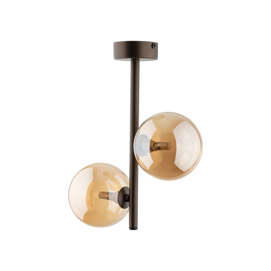 TK Ester loftlampe, m. 2 skrme - bronze glas og brun metal