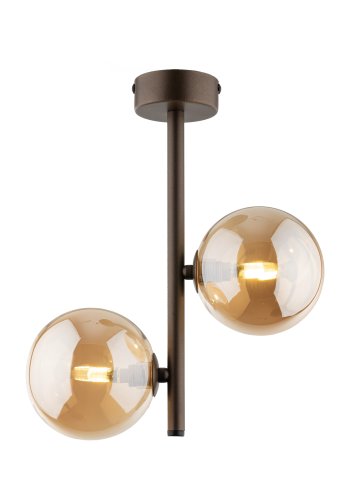 TK Ester loftlampe, m. 2 skrme - bronze glas og brun metal