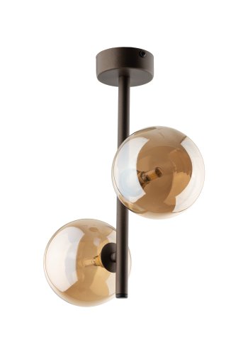 TK Ester loftlampe, m. 2 skrme - bronze glas og brun metal