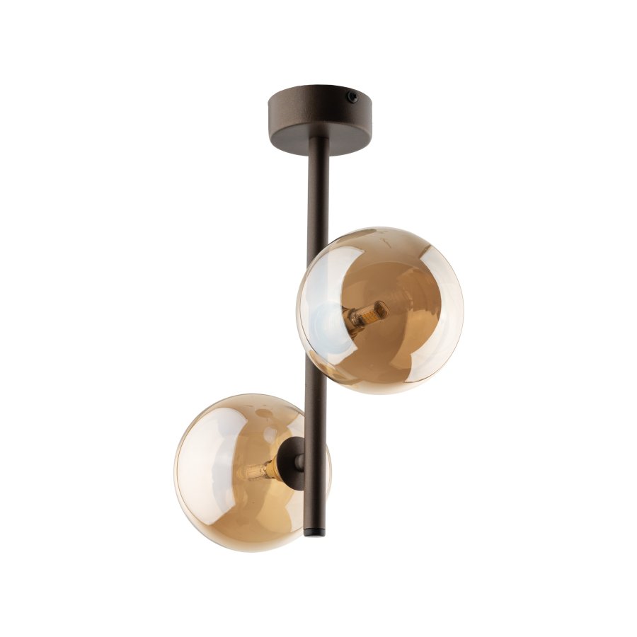 TK Ester loftlampe, m. 2 skrme - bronze glas og brun metal