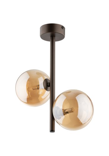 TK Ester loftlampe, m. 2 skrme - bronze glas og brun metal