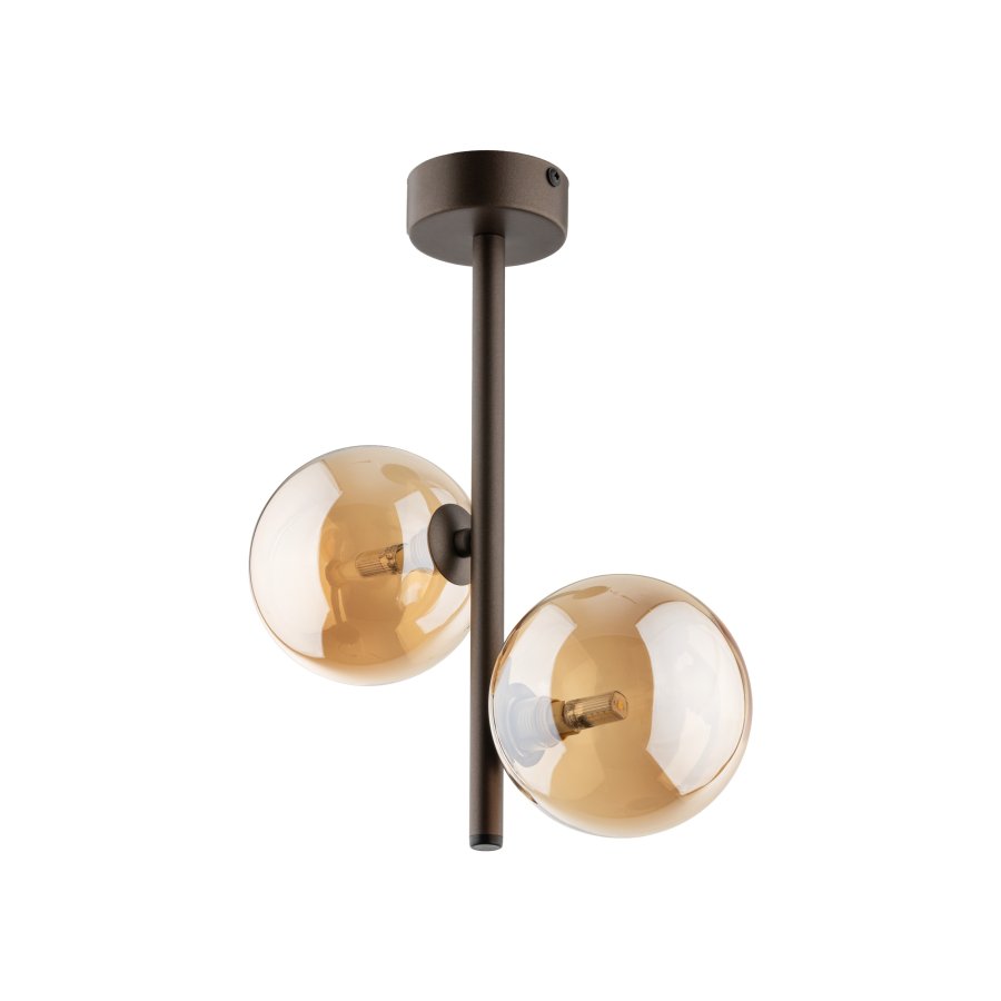 TK Ester loftlampe, m. 2 skrme - bronze glas og brun metal