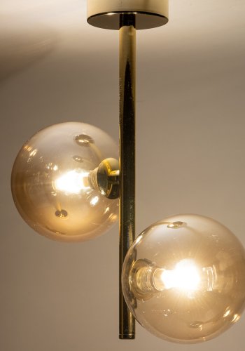 TK Estera loftlampe, m. 2 skrme - guld glas og metal