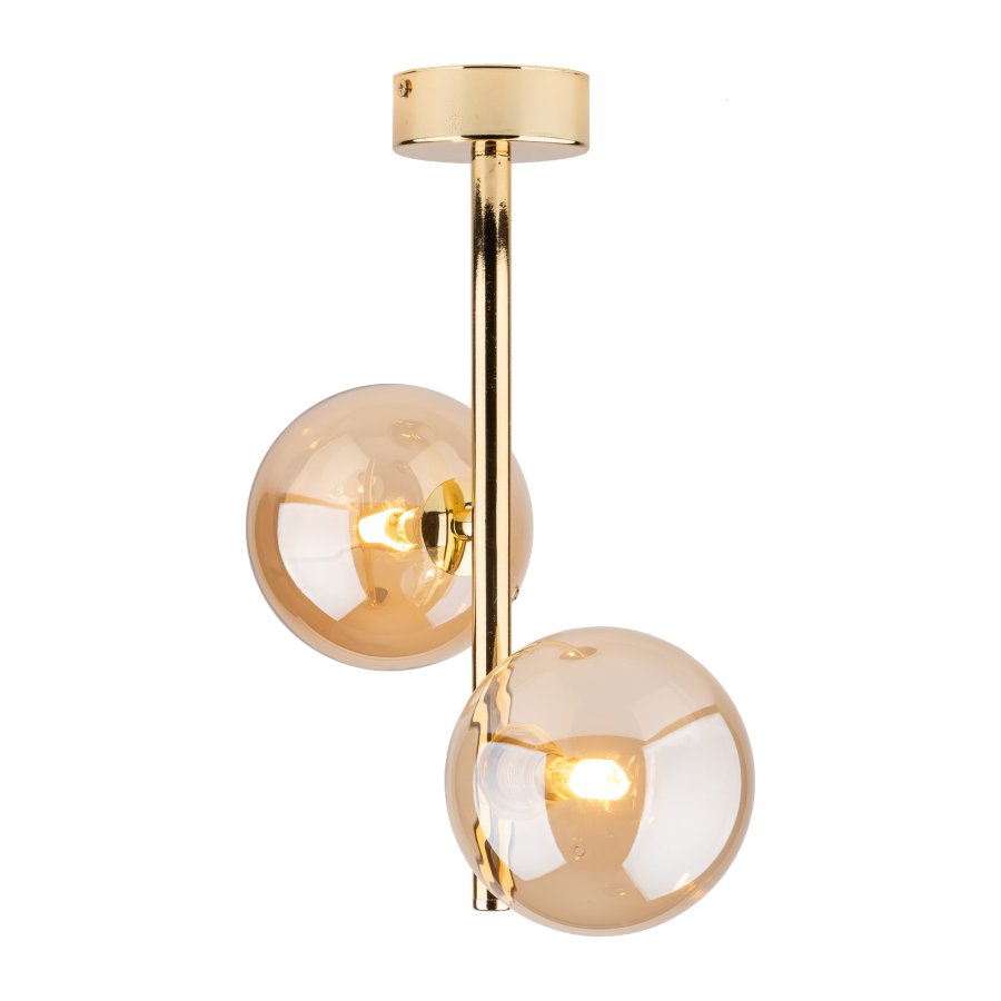 TK Estera loftlampe, m. 2 skrme - guld glas og metal