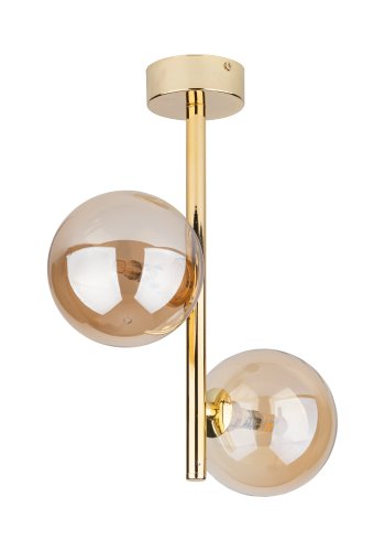 TK Estera loftlampe, m. 2 skrme - guld glas og metal