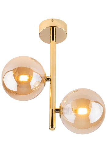 TK Estera loftlampe, m. 2 skrme - guld glas og metal