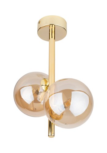 TK Estera loftlampe, m. 2 skrme - guld glas og metal