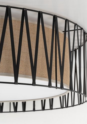 TK Harmony loftlampe - natur jute og sort metal