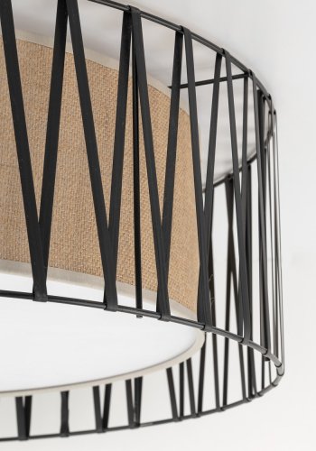 TK Harmony loftlampe - natur jute og sort metal