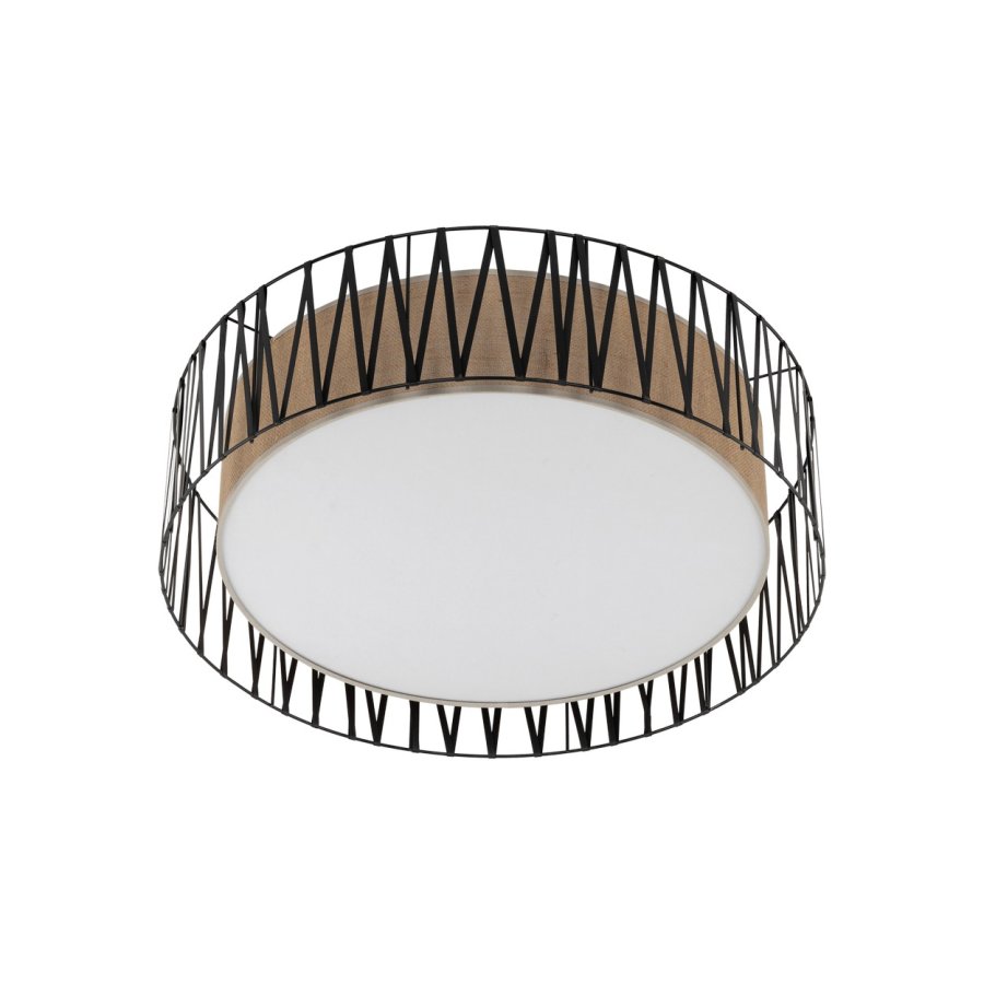 TK Harmony loftlampe - natur jute og sort metal