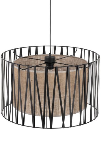 TK Harmony loftlampe - natur jute og sort metal