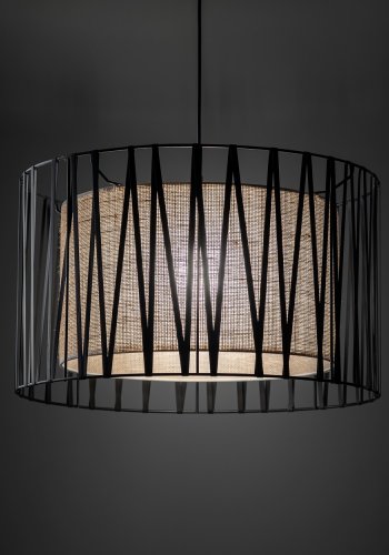 TK Harmony loftlampe - natur jute og sort metal