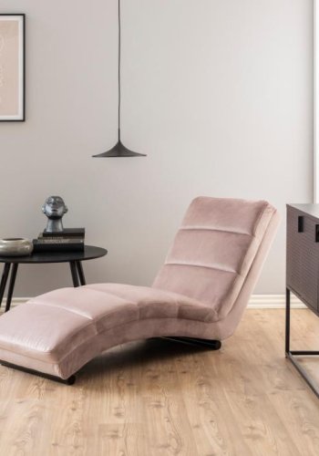 ACT NORDIC Slinky chaiselong - stvet rosa stof og sort stl (60x170)