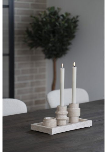 HOUSE NORDIC Fyrfadsstage, travertin, natur, st af 2