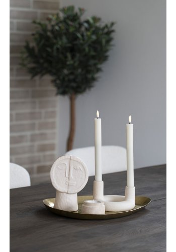 HOUSE NORDIC Lysestage, keramik, beige, 13x8,5 cm