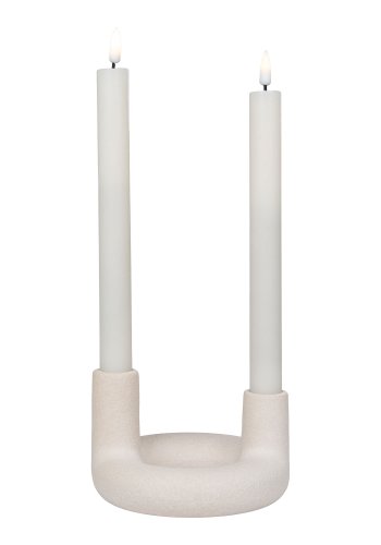 HOUSE NORDIC Lysestage, keramik, beige, 13x8,5 cm