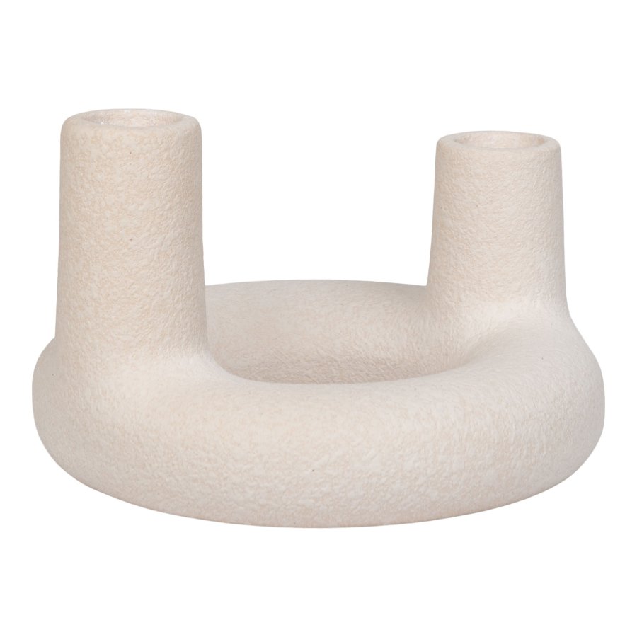 HOUSE NORDIC Lysestage, keramik, beige, 13x8,5 cm