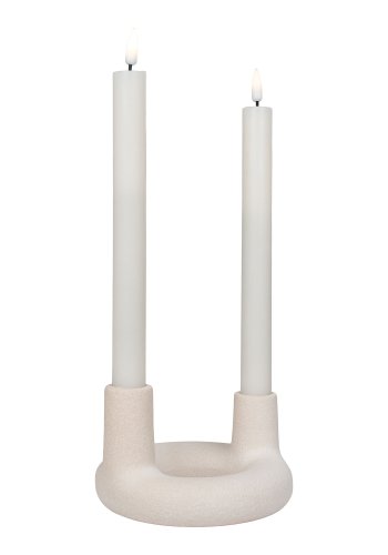 HOUSE NORDIC Lysestage, keramik, beige, 13x8,5 cm