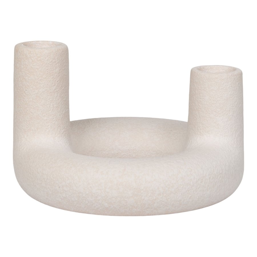 HOUSE NORDIC Lysestage, keramik, beige, 13x8,5 cm