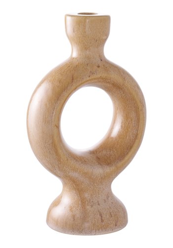 HOUSE NORDIC  Lysestage - Lysestage, keramik, brun<br>13,5x8,8x23,4 cm