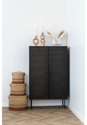 HOUSE NORDIC  Lysestage - Lysestage, keramik, brun<br>13,5x8,8x23,4 cm