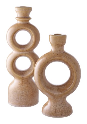 HOUSE NORDIC  Lysestage - Lysestage, keramik, brun<br>13,5x8,8x23,4 cm