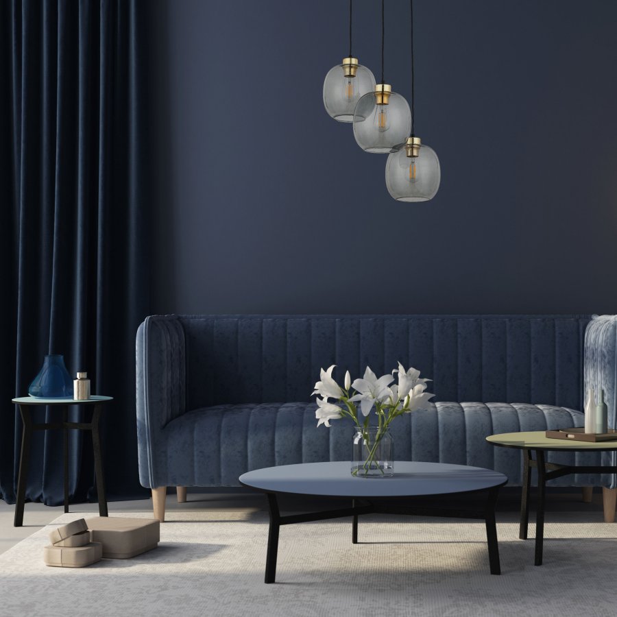 TK Omega loftlampe, m. 3 skrme - glas