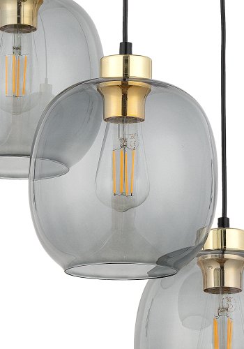TK Omega loftlampe, m. 3 skrme - glas
