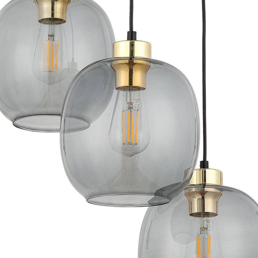 TK Omega loftlampe, m. 3 skrme - glas