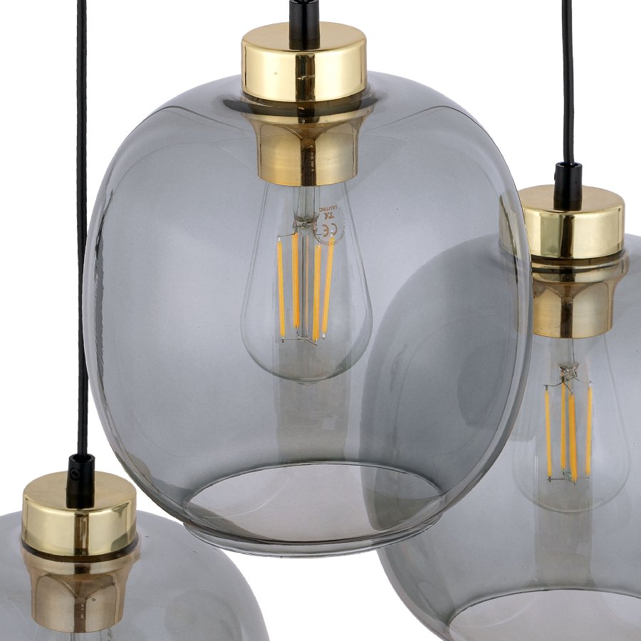 TK Omega loftlampe, m. 3 skrme - glas