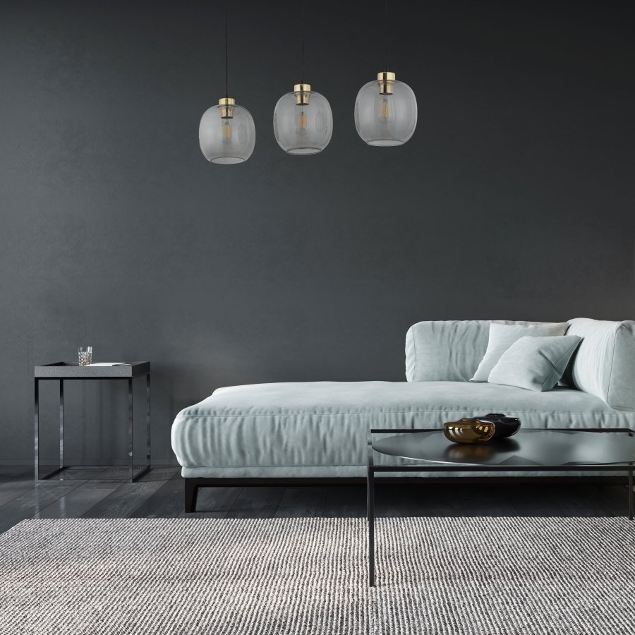 TK Omega loftlampe, m. 3 skrme - glas