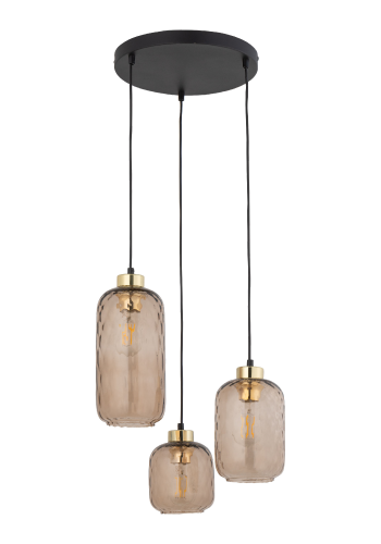 TK Pescara loftlampe, m. 3 skrme - glas og sort metal