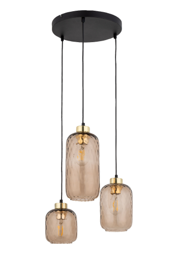 TK Pescara loftlampe, m. 3 skrme - glas og sort metal