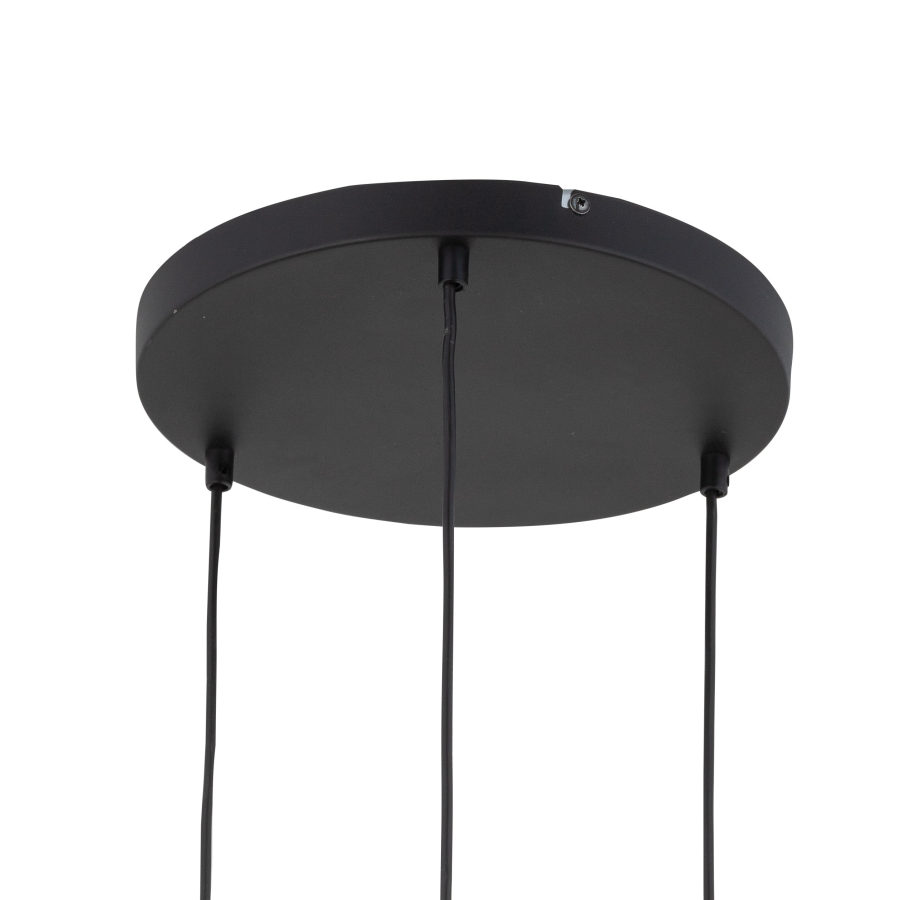 TK Pescara loftlampe, m. 3 skrme - glas og sort metal