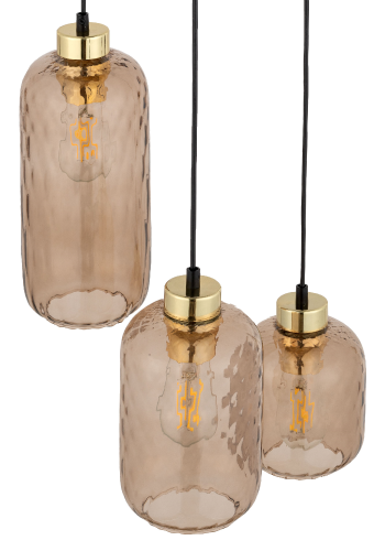 TK Pescara loftlampe, m. 3 skrme - glas og sort metal