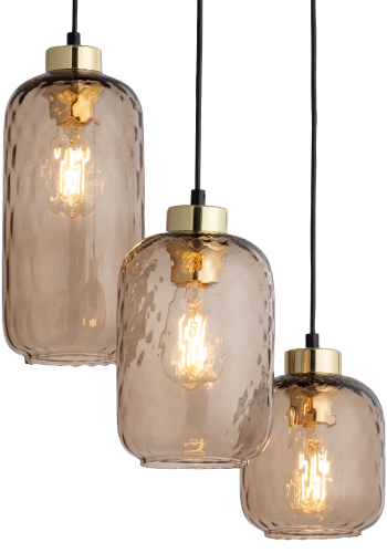 TK Pescara loftlampe, m. 3 skrme - glas og sort metal