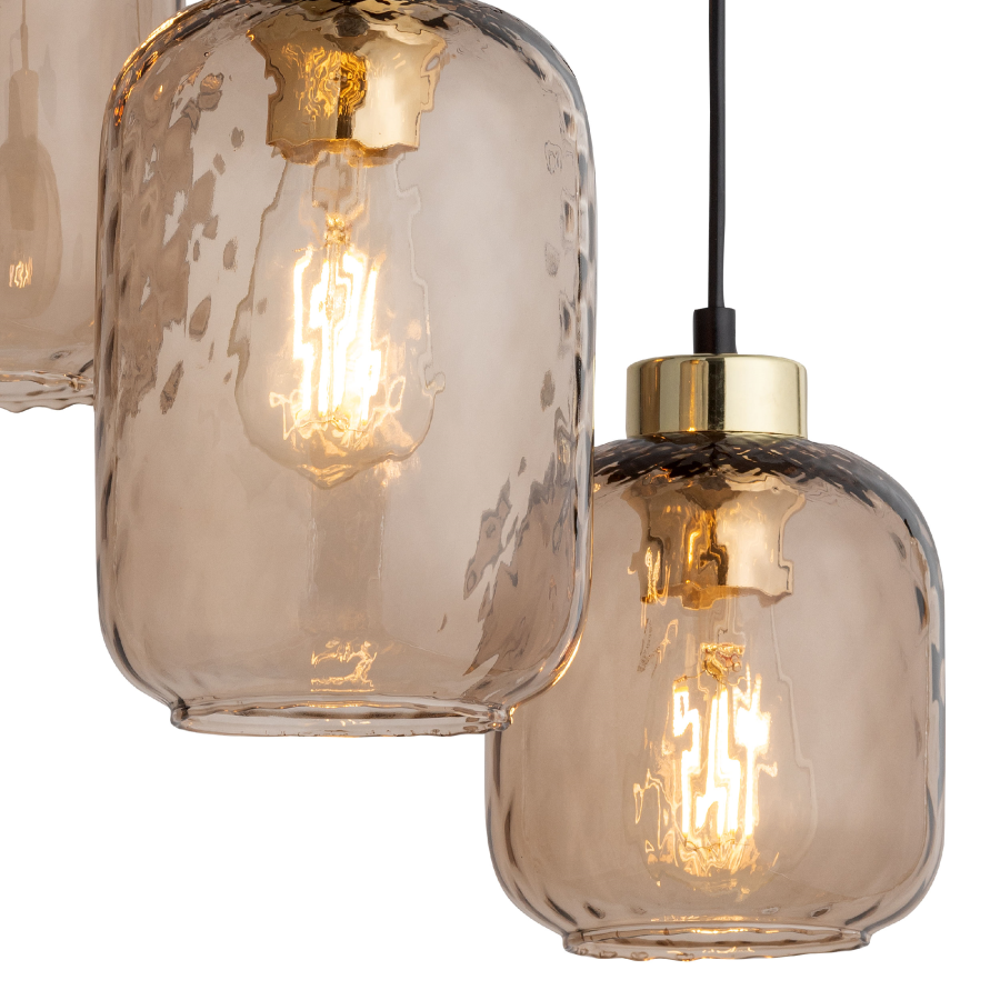 TK Pescara loftlampe, m. 3 skrme - glas og sort metal