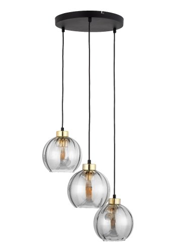 TK Devi loftlampe, m. 3 skrme - klar glas og sort metal