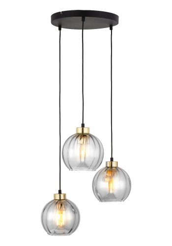 TK Devi loftlampe, m. 3 skrme - klar glas og sort metal