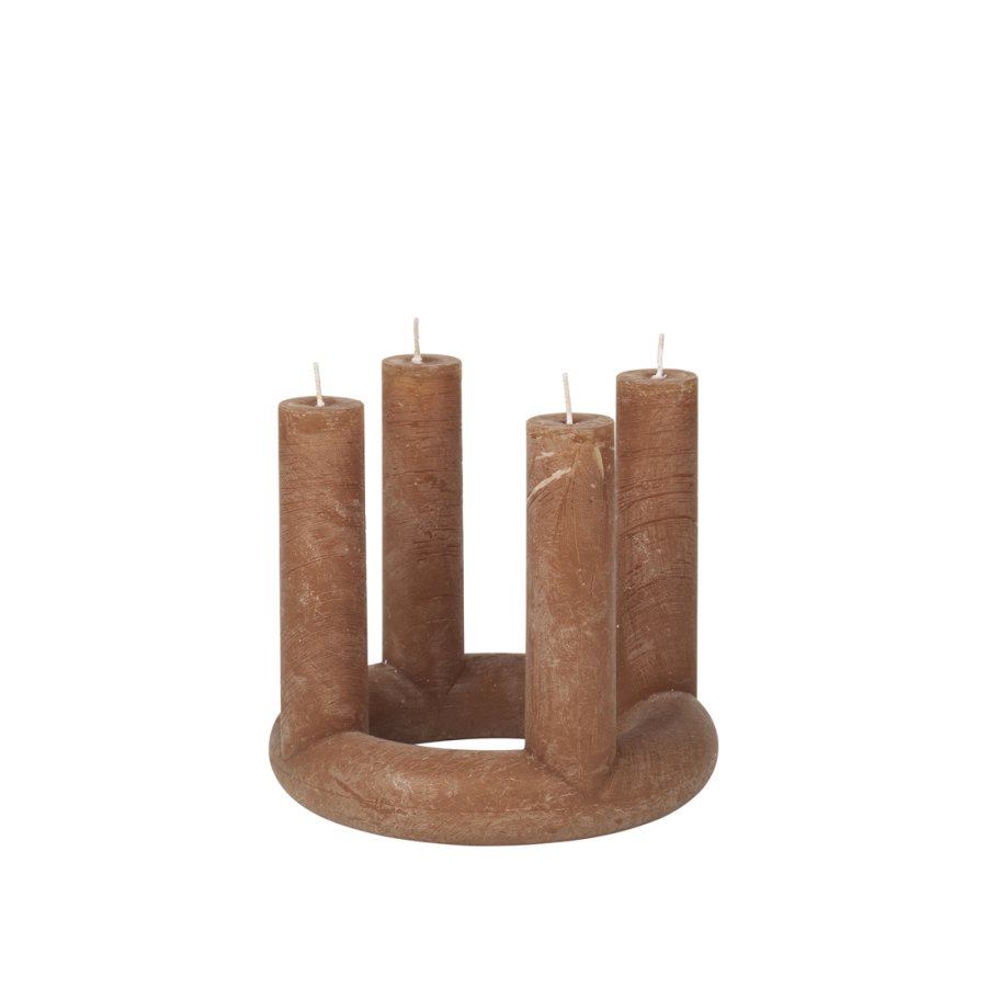 BROSTE COPENHAGEN Lucille skulptur stearinlys - indian tan helfarvet paraffin