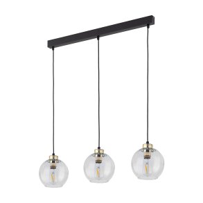 TK Devi loftlampe, m. 3 skrme - klar glas og sort metal
