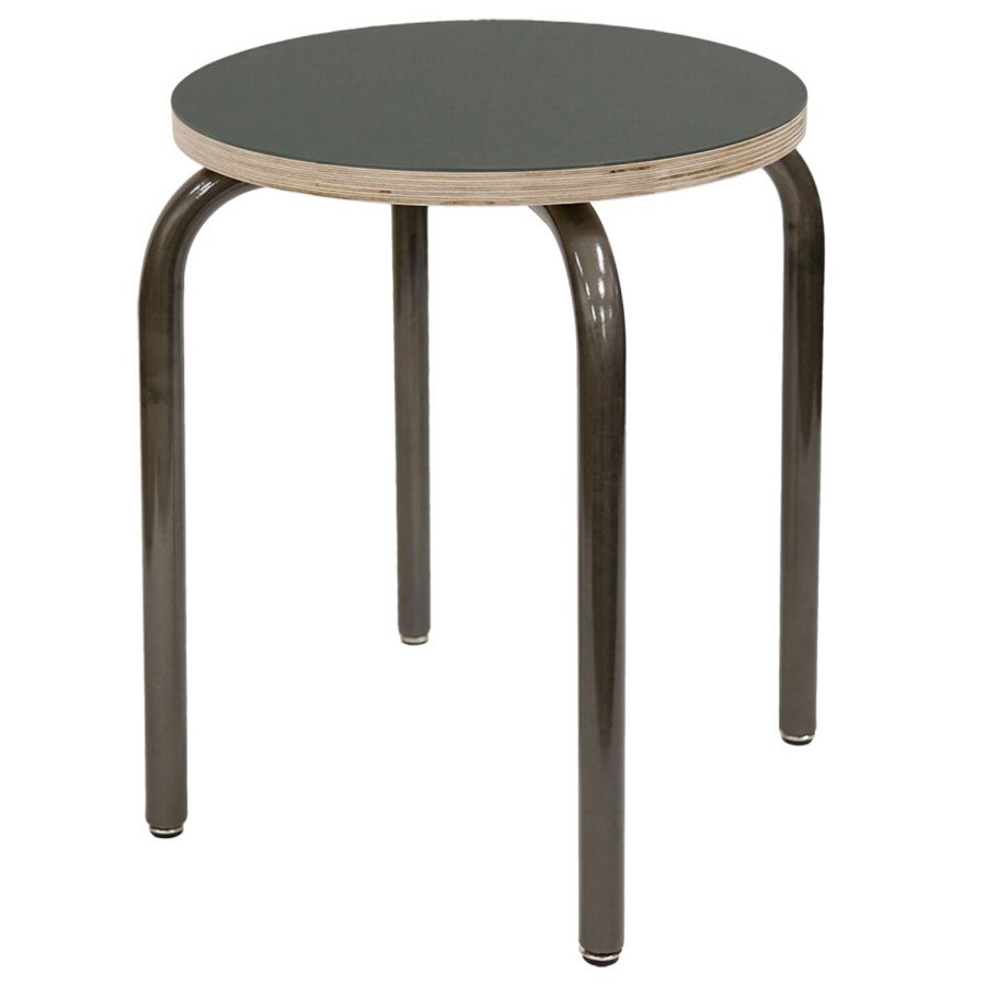 Monograph skammel - krydsfiner m. mrkegrn linolium-metalben, 1 stk.