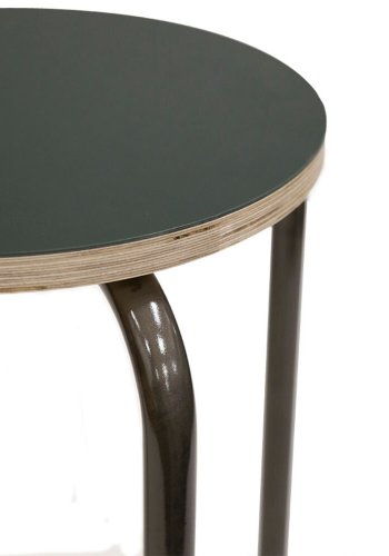 Monograph skammel - krydsfiner m. mrkegrn linolium-metalben, 1 stk.