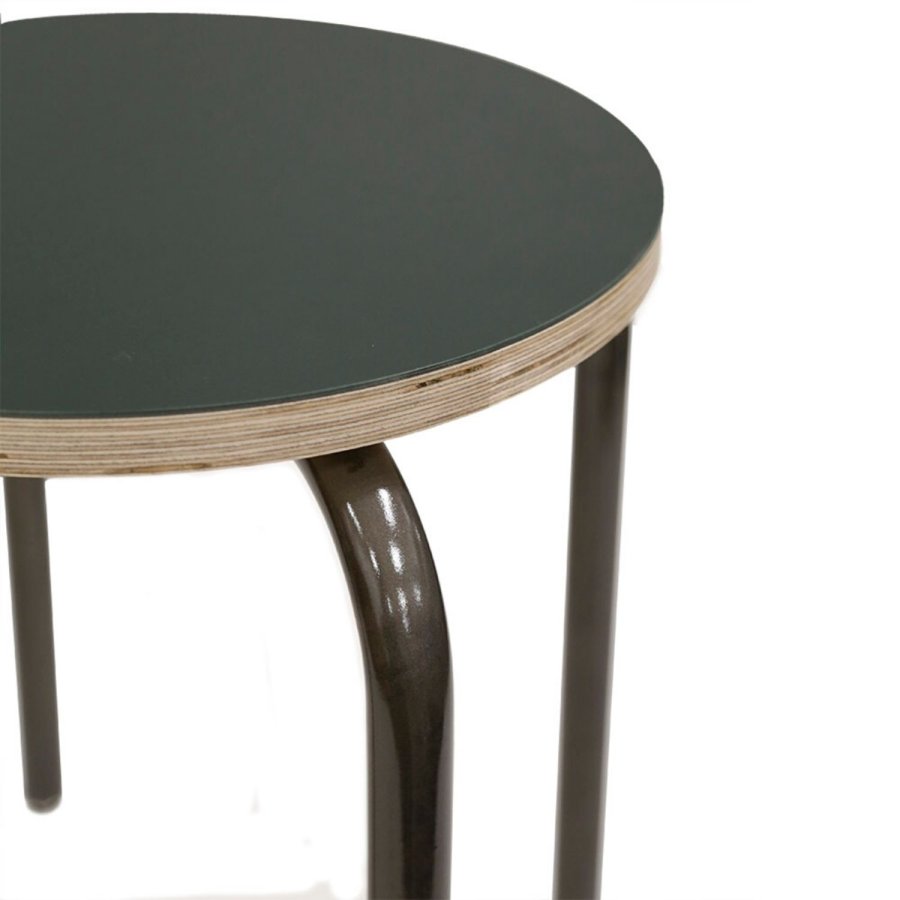 Monograph skammel - krydsfiner m. mrkegrn linolium-metalben, 1 stk.