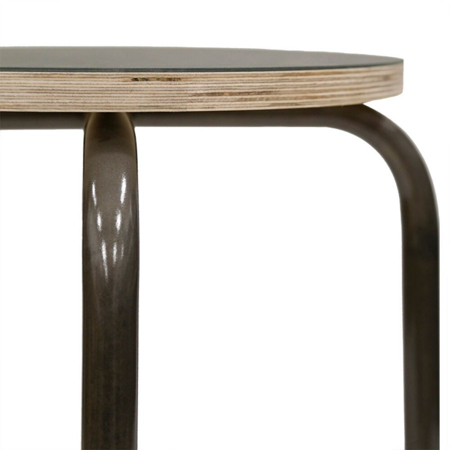 Monograph skammel - krydsfiner m. mrkegrn linolium-metalben, 1 stk.