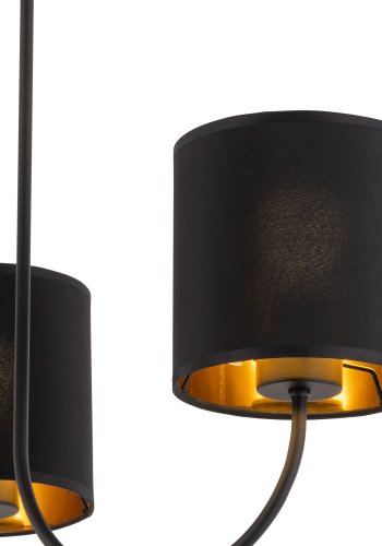 TK Torens loftlampe, m. 3 skrme - sort stof og sort metal