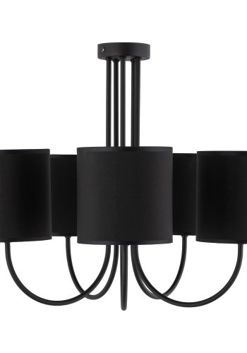 TK Torens loftlampe, m. 5 skrme - sort stof og sort metal
